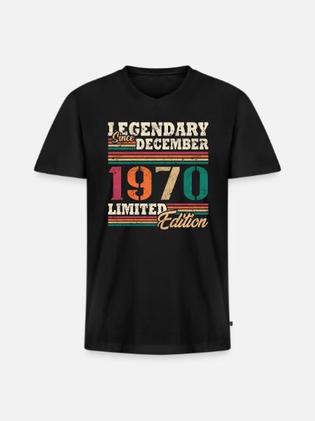 Légendaire Décembre 1970 édition limitée - T-shirt encolure en V Premium bio Homme - noir