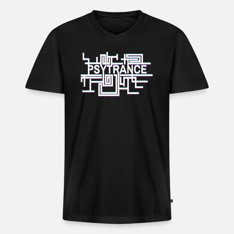 Psytrance Optik - Männer Premium Bio T-Shirt mit V-Ausschnitt - Schwarz