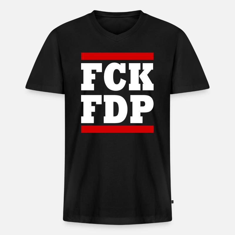 Fck fdp - Männer Premium Bio T-Shirt mit V-Ausschnitt - Schwarz