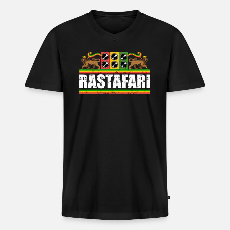 Reggae Rastafari - Männer Premium Bio T-Shirt mit V-Ausschnitt - Schwarz