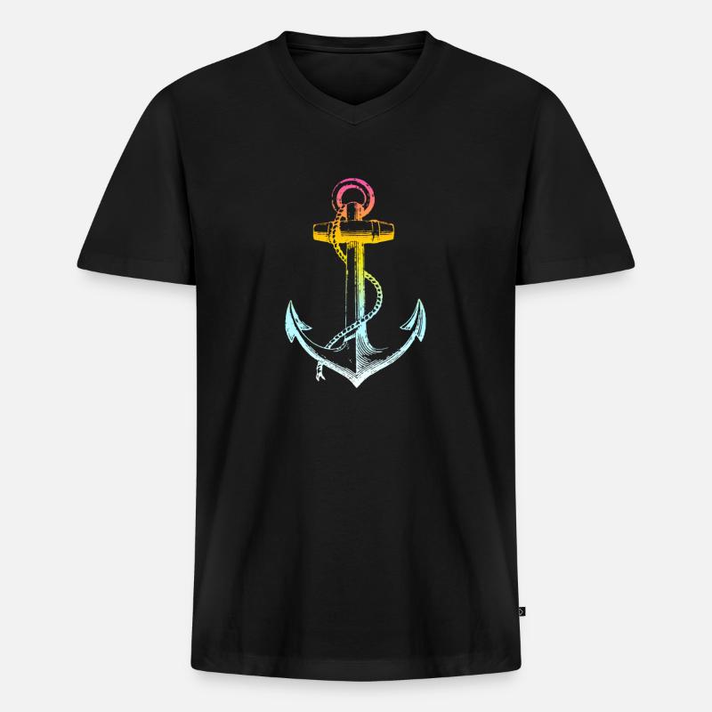 Anker - Männer Premium Bio T-Shirt mit V-Ausschnitt - Schwarz
