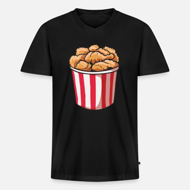 Chicken Hühnchen Eimer - Männer Premium Bio T-Shirt mit V-Ausschnitt - Schwarz