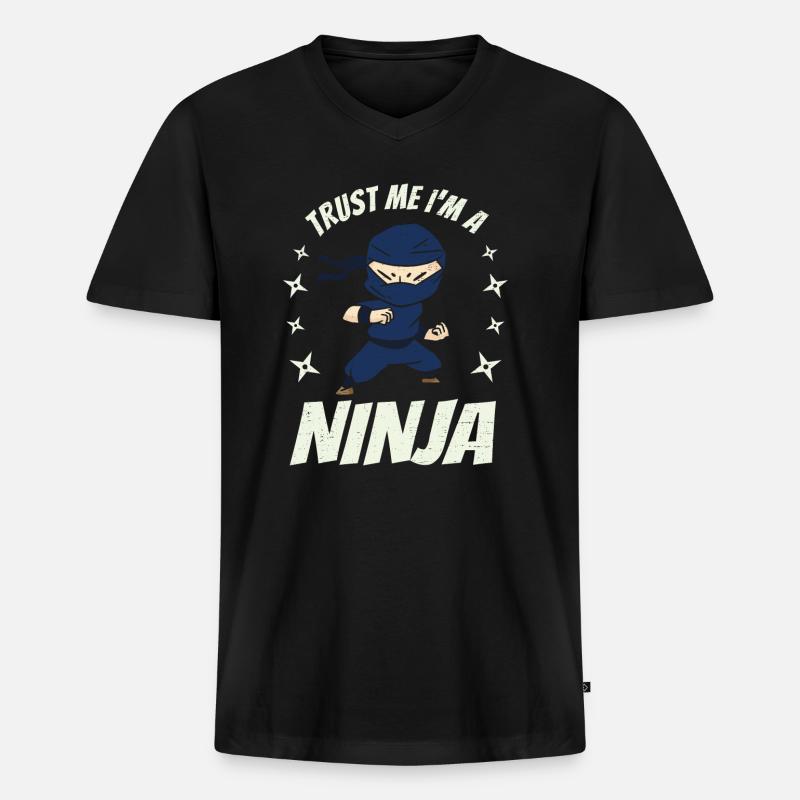 Ich bin ein Ninja - Männer Premium Bio T-Shirt mit V-Ausschnitt - Schwarz