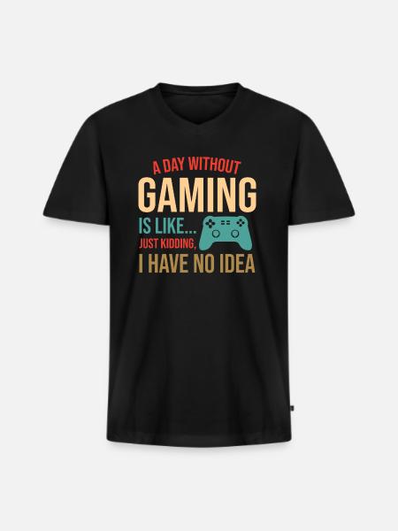 Gamer Zocken Zocker - Männer Premium Bio T-Shirt mit V-Ausschnitt - Schwarz