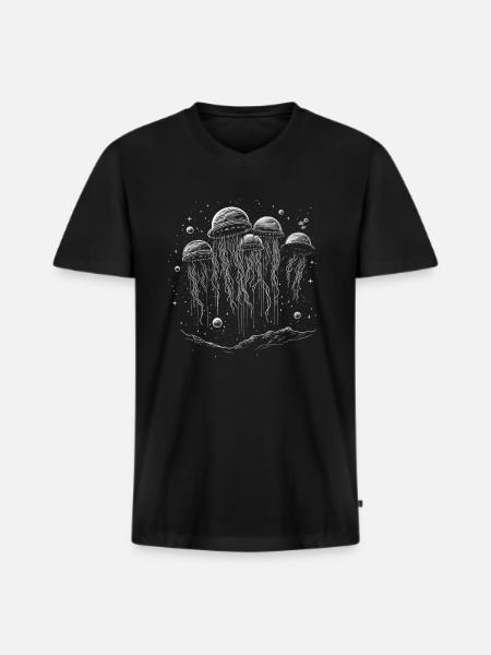 Jellyfish - Men's Premium Organic T-shirt with V-neck - black