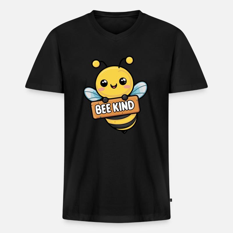Bee Kind Biene Bienchen - Männer Premium Bio T-Shirt mit V-Ausschnitt - Schwarz