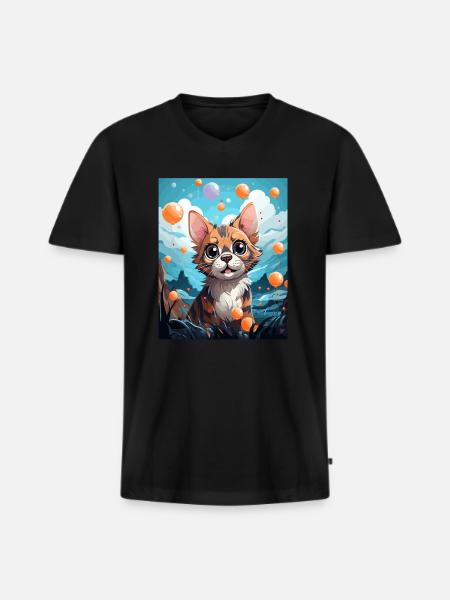 Bengal Cat - Men's Premium Organic T-shirt with V-neck - black