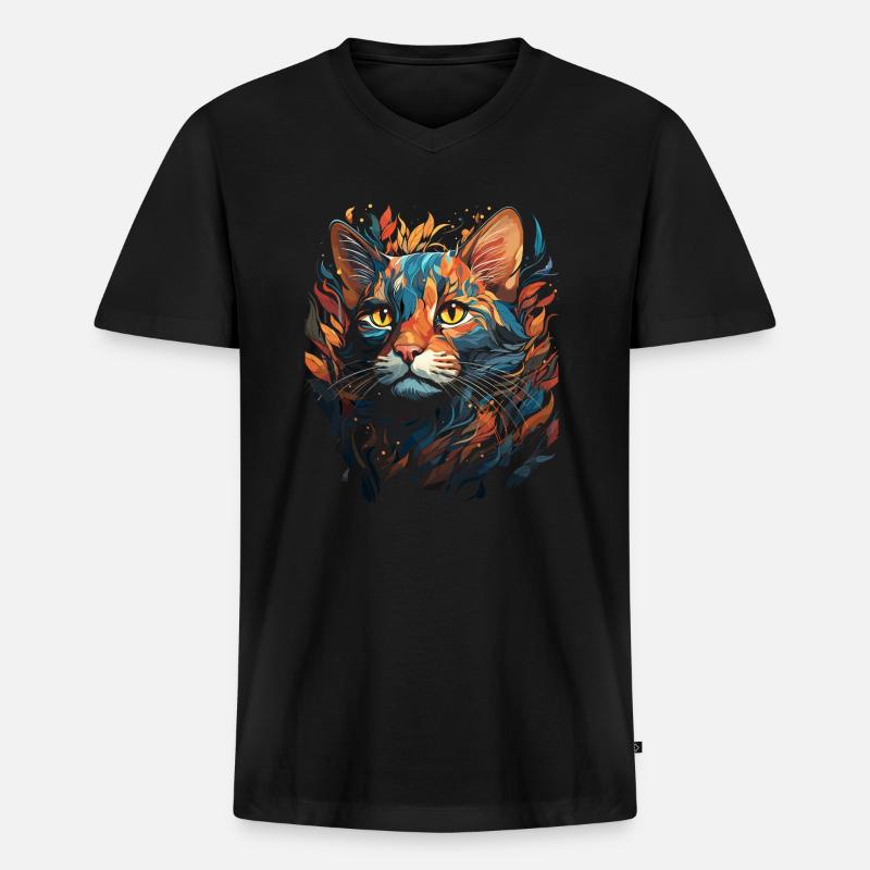 Bengal Katze - Männer Premium Bio T-Shirt mit V-Ausschnitt - Schwarz