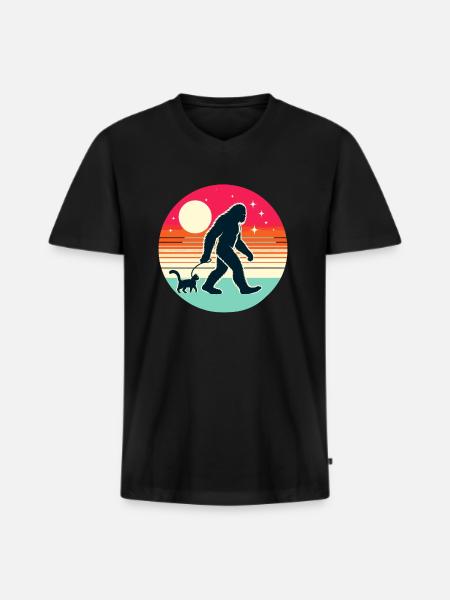 Bigfoot Cat Funny Pictures - Men's Premium Organic T-shirt with V-neck - black