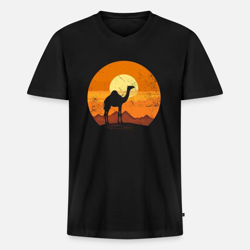 Kamel - Männer Premium Bio T-Shirt mit V-Ausschnitt - Schwarz