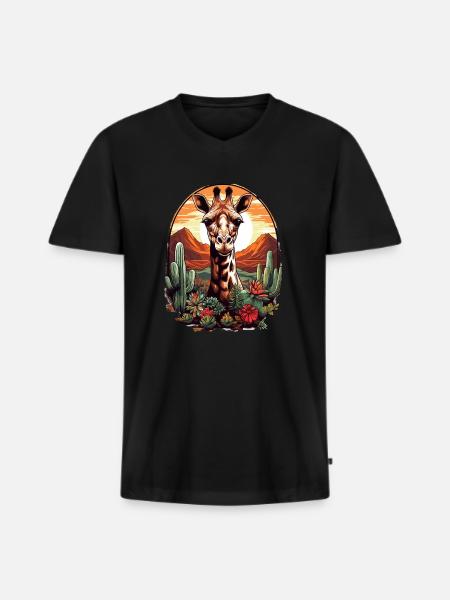 Kamel Wüste - Männer Premium Bio T-Shirt mit V-Ausschnitt - Schwarz