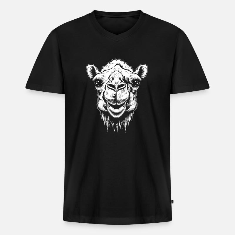Kamel Kamelkopf - Männer Premium Bio T-Shirt mit V-Ausschnitt - Schwarz
