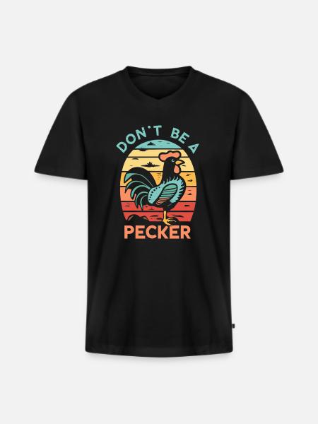 Kylling Vær ikke en hakker - Premium økologisk T-shirt med V-hals til mænd - sort