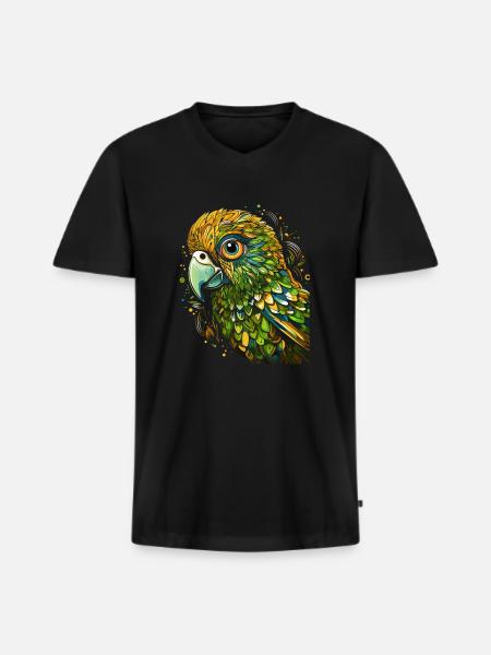 Wellensittich Sittich - Männer Premium Bio T-Shirt mit V-Ausschnitt - Schwarz