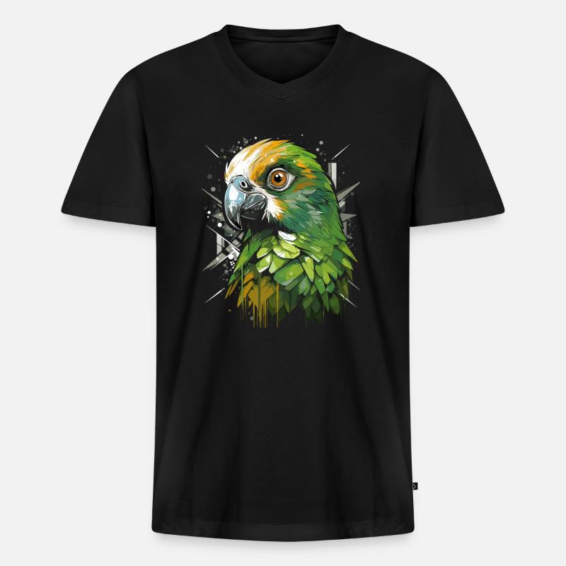 Wellensittich Sittich - Männer Premium Bio T-Shirt mit V-Ausschnitt - Schwarz