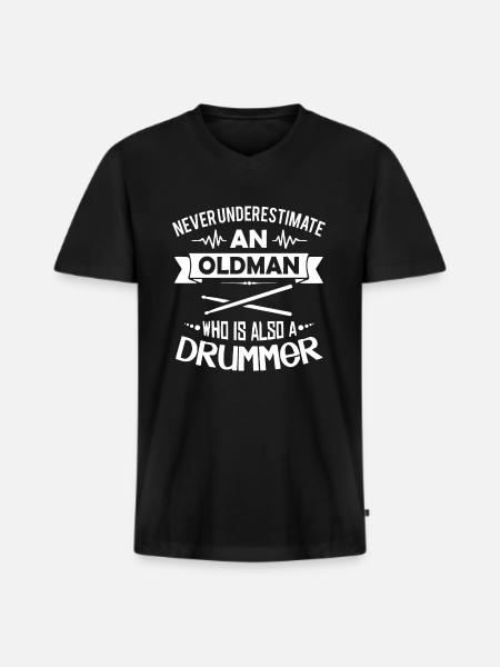 DRUMMER - Männer Premium Bio T-Shirt mit V-Ausschnitt - Schwarz