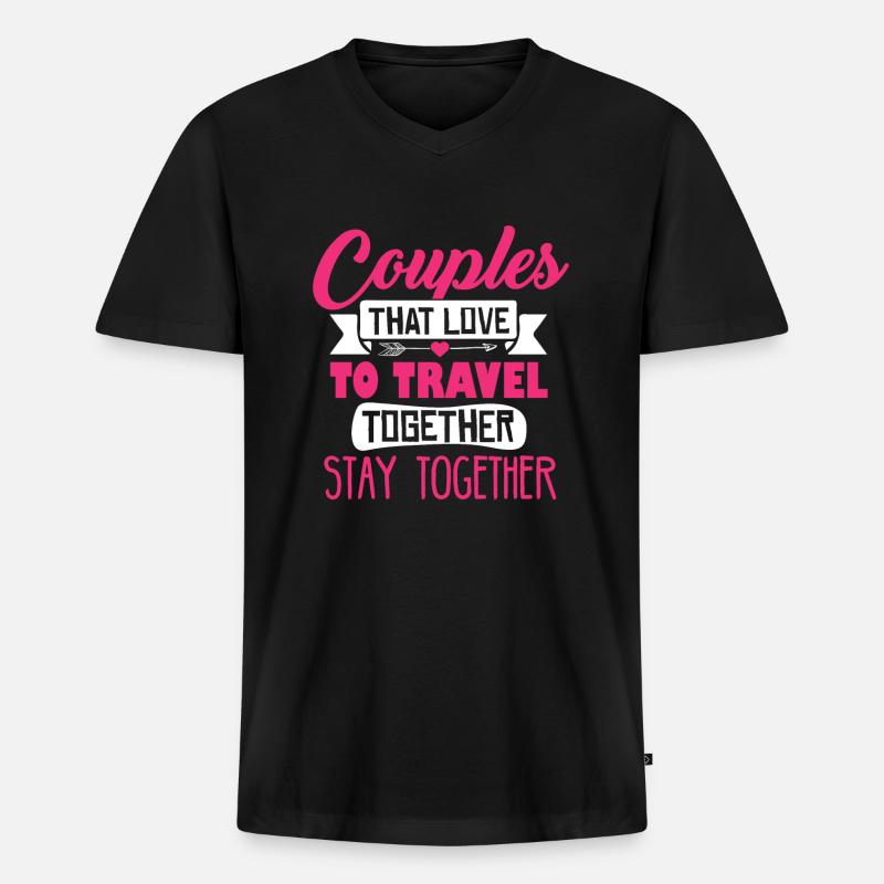 COUPLES - Männer Premium Bio T-Shirt mit V-Ausschnitt - Schwarz