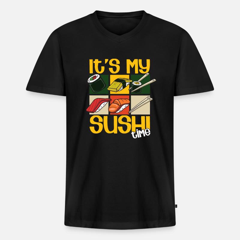 SUSHI - Männer Premium Bio T-Shirt mit V-Ausschnitt - Schwarz