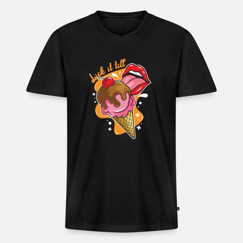 Lick it till - Männer Premium Bio T-Shirt mit V-Ausschnitt - Schwarz