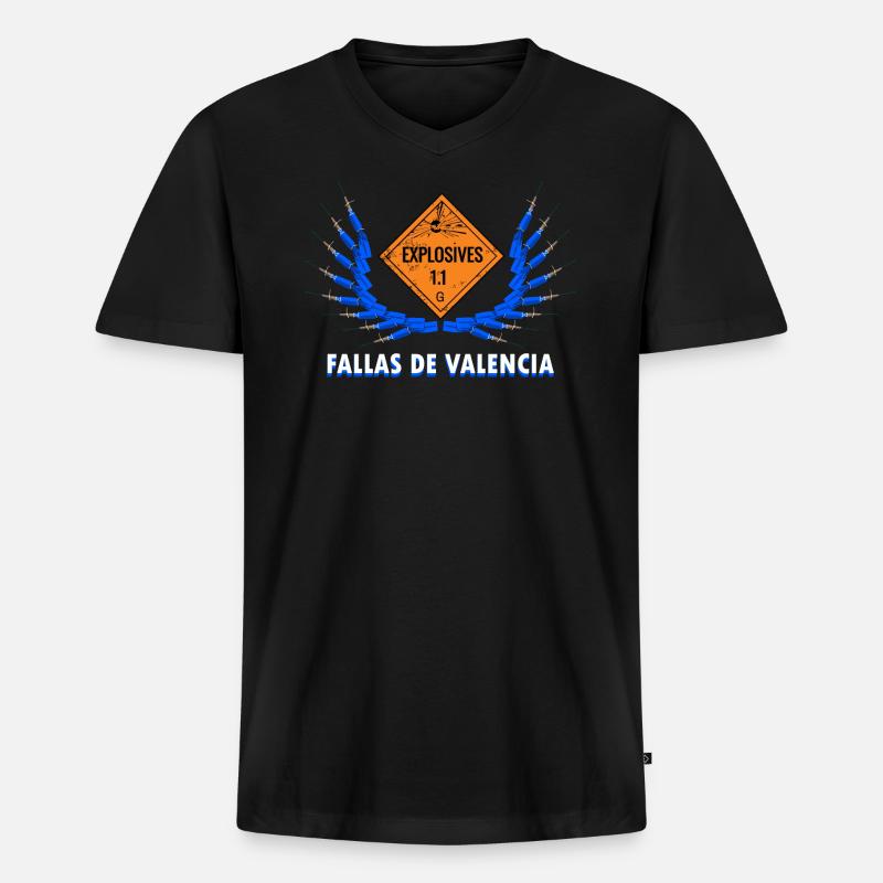 Fallas De Valencia Feuerwerk Pyro - Männer Premium Bio T-Shirt mit V-Ausschnitt - Schwarz