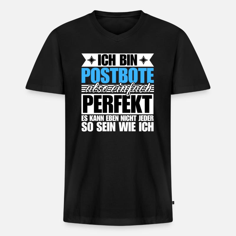 Perfekter Postbote - Männer Premium Bio T-Shirt mit V-Ausschnitt - Schwarz