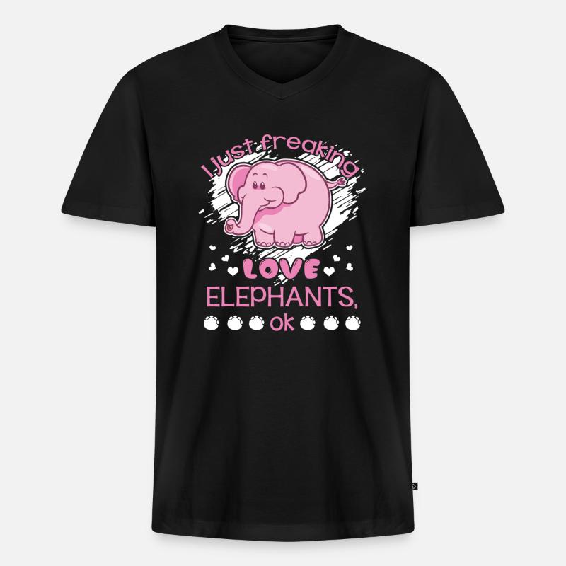 Elefant Freaking Love Elephants - Männer Premium Bio T-Shirt mit V-Ausschnitt - Schwarz