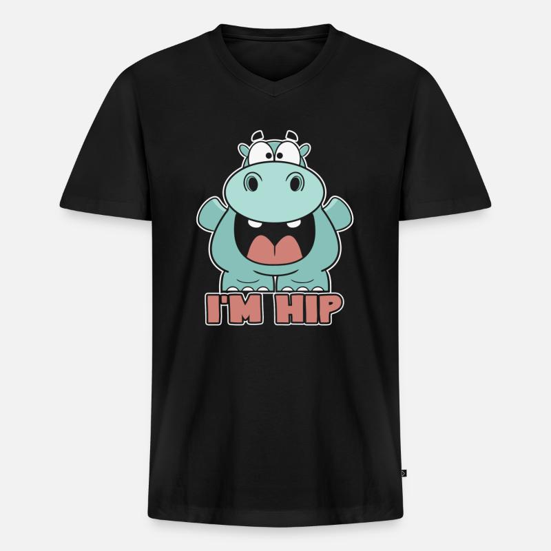 Nilpferd Niedliches Nilpferd - Männer Premium Bio T-Shirt mit V-Ausschnitt - Schwarz