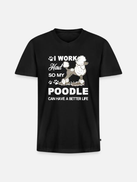 Caniche aime mon caniche - T-shirt encolure en V Premium bio Homme - noir