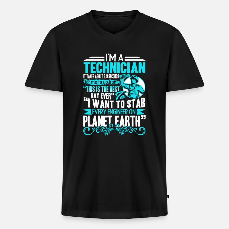 Techniker Ich bin ein Techniker - Männer Premium Bio T-Shirt mit V-Ausschnitt - Schwarz