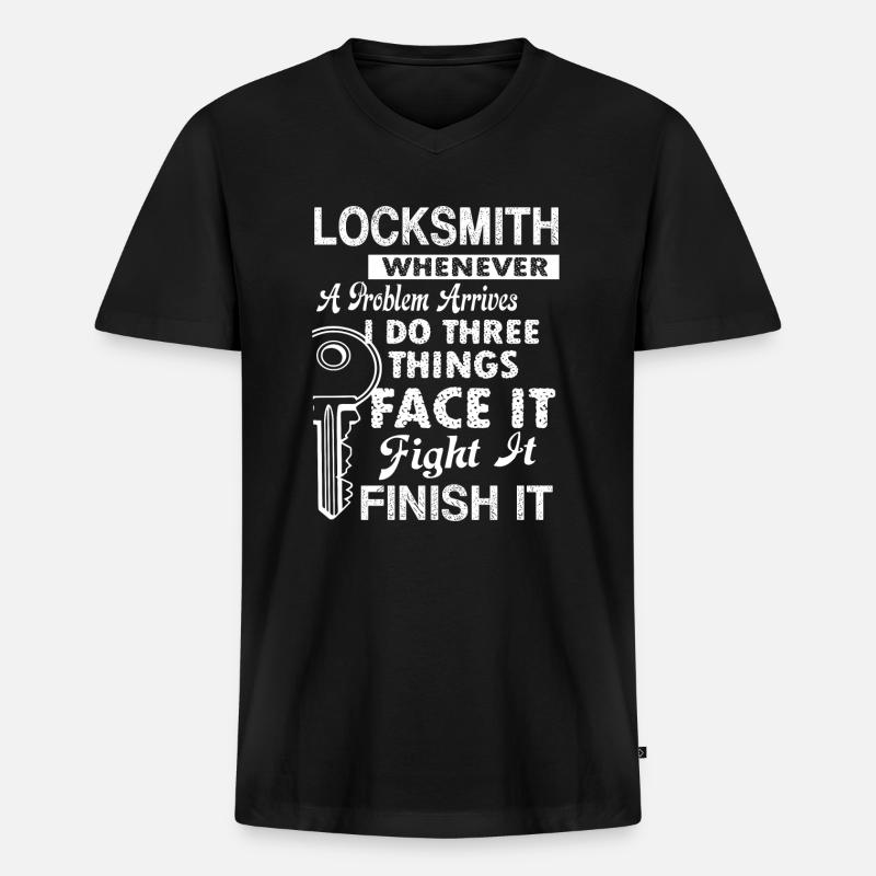 Locksmith Locksmith Solves Problem - Men's Premium Organic T-shirt with V-neck - black