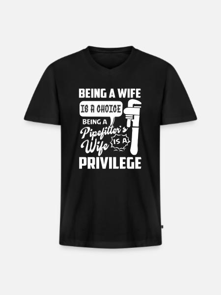 Pipefitter Being A Pipefitters Wife - Men's Premium Organic T-shirt with V-neck - black