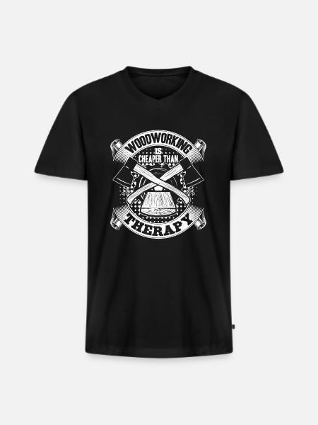 Woodworker Woodworking Therapy - Men's Premium Organic T-shirt with V-neck - black