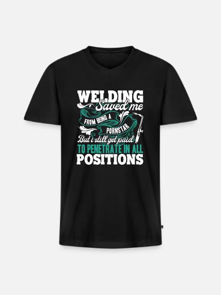 Welding Welding Save Me - Men's Premium Organic T-shirt with V-neck - black