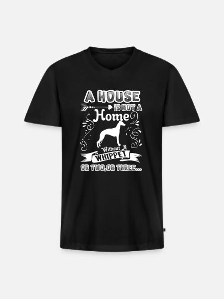 Whippet Home Without Whippet - Men's Premium Organic T-shirt with V-neck - black