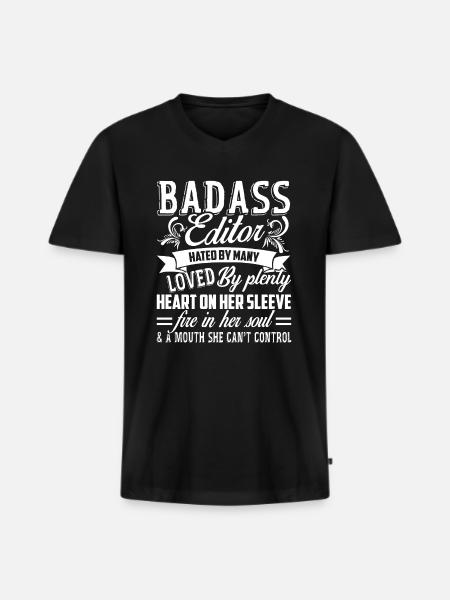 Editor Badass Editor - Men's Premium Organic T-shirt with V-neck - black