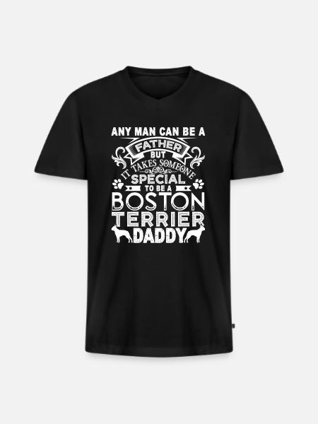 Proud Boston Terrier Daddy - Men's Premium Organic T-shirt with V-neck - black
