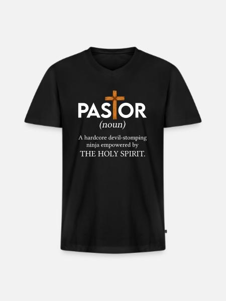 Pastor Definition - Men's Premium Organic T-shirt with V-neck - black