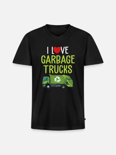 I Love Garbage Trucks - Men's Premium Organic T-shirt with V-neck - black