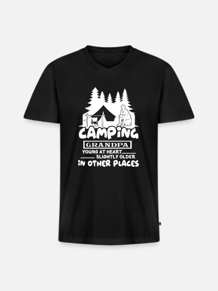 Camping Grandpa Young At Heart - Men's Premium Organic T-shirt with V-neck - black