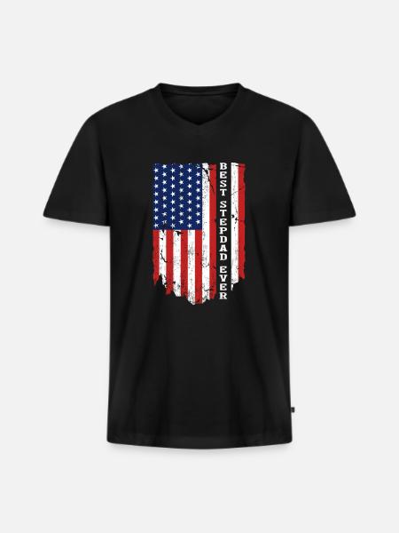 Best Stepdad Ever Flag - Men's Premium Organic T-shirt with V-neck - black