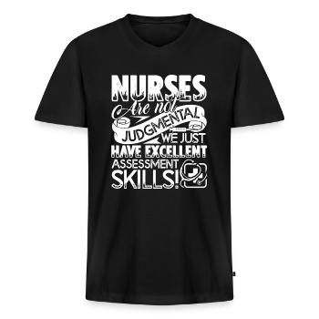 Nurse Nurses Excellent Skills - Men's Premium Organic T-shirt with V-neck - black - Front - Nico (187cm)
