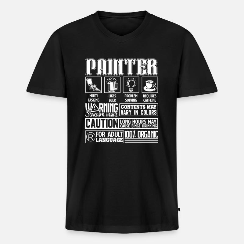 Painter Painter Solve Problems - Men's Premium Organic T-shirt with V-neck - black