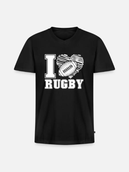 Rugby I Love Rugby - Men's Premium Organic T-shirt with V-neck - black