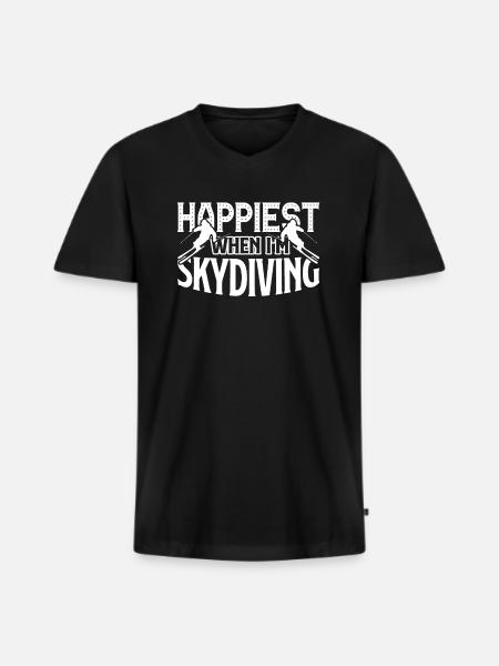 Skydiving Happiest When I'm Skydiving - Men's Premium Organic T-shirt with V-neck - black