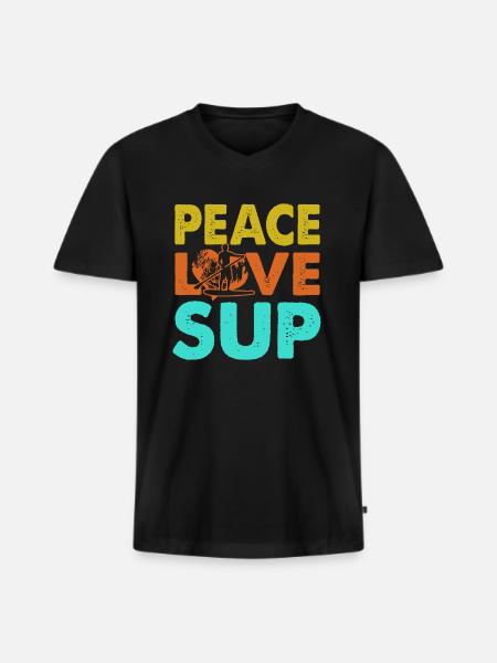 Paddleboarding Peace Love Sup - Men's Premium Organic T-shirt with V-neck - black