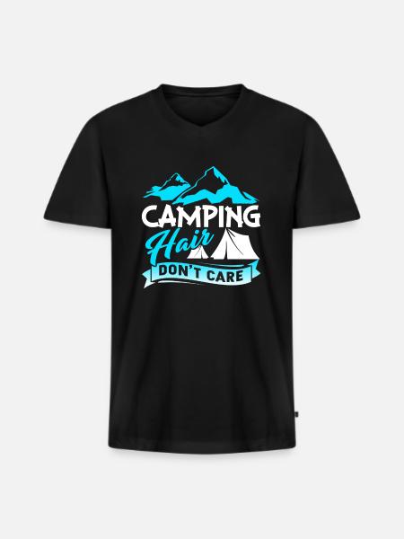 Camping Hair Don't Care - Men's Premium Organic T-shirt with V-neck - black