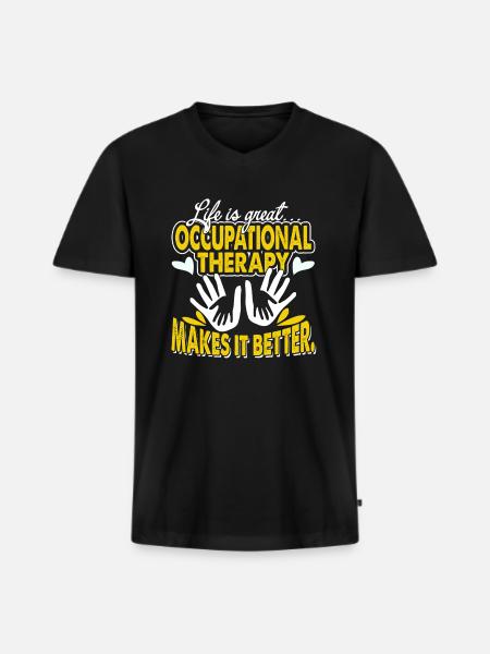 Occupational Therapy Makes Life Better - Men's Premium Organic T-shirt with V-neck - black