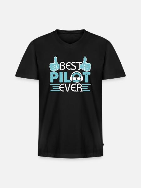 Best Pilot Ever - Men's Premium Organic T-shirt with V-neck - black