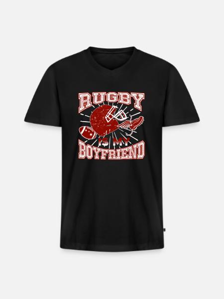 Rugby Is My Friend - Men's Premium Organic T-shirt with V-neck - black