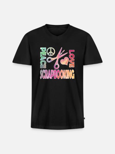 Peace Love Scrapbooking - Men's Premium Organic T-shirt with V-neck - black